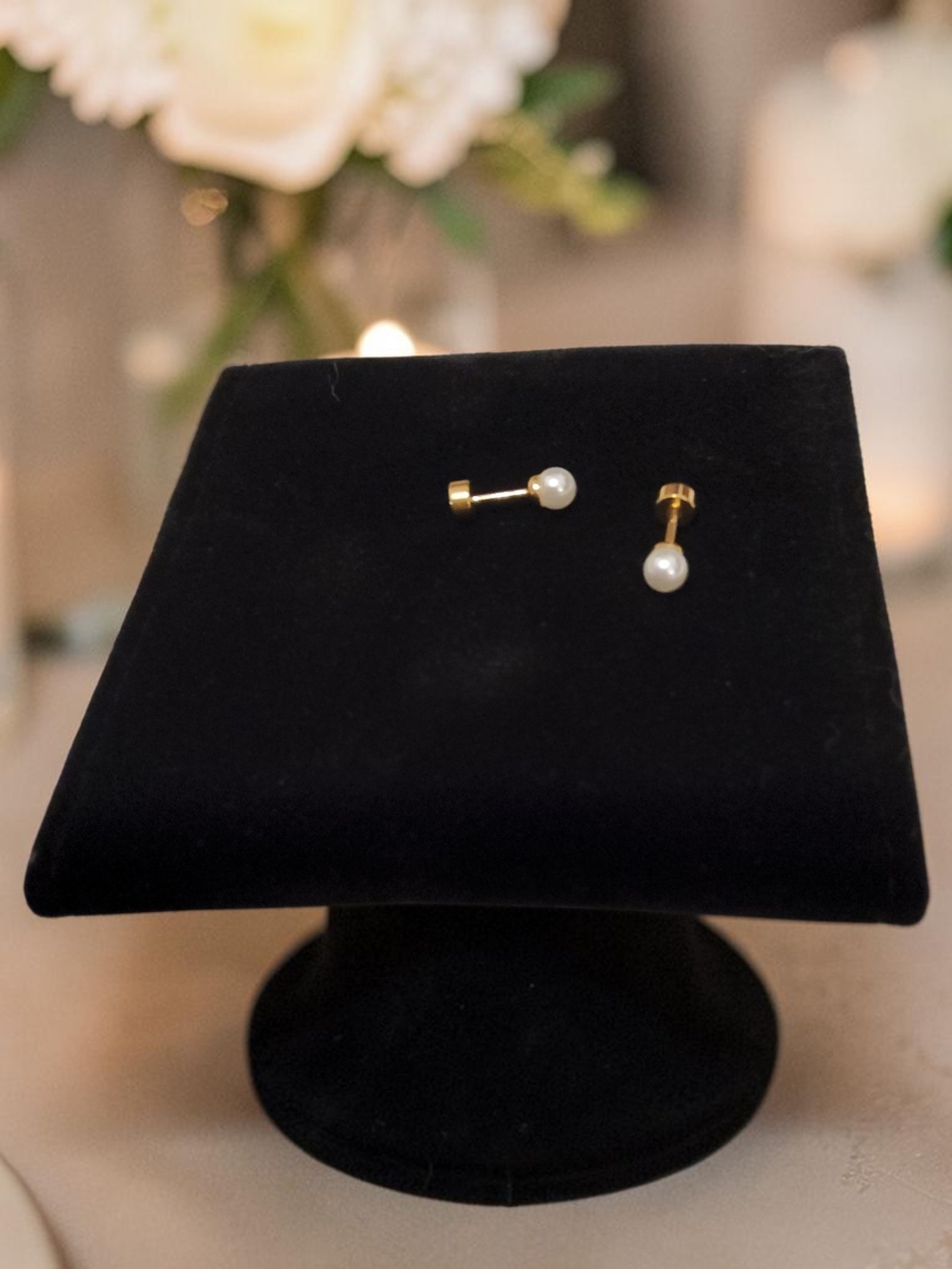 New Plunder Private Label  Gold Pearl Mini Stud Earrings